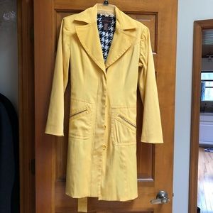 yellow trench coat